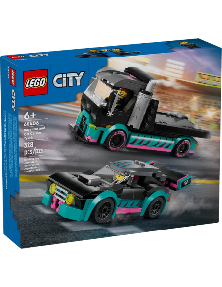 LEGO CITY 60406 Coche de Carreras y Camión de Transporte