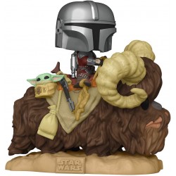 FUNKO POP STAR WARS Deluxe: The Mandalorian - Mando on Bantha with Child in Bag (416) CAJA 2