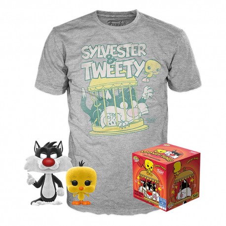 Looney Tunes POP! & Tee Set de Minifigura y Camiseta Sylvester & Tweety Talla S